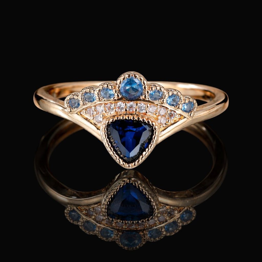 Blue Ember Crown Ring