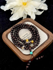 Natural Rosewood 108 Mala Beads Bracelet, Meditation Yoga Wrap Jewelry for Men & Women