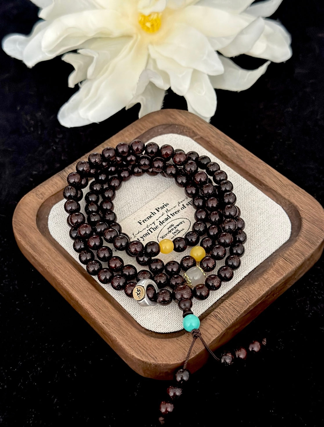 Natural Rosewood 108 Mala Beads Bracelet, Meditation Yoga Wrap Jewelry for Men & Women