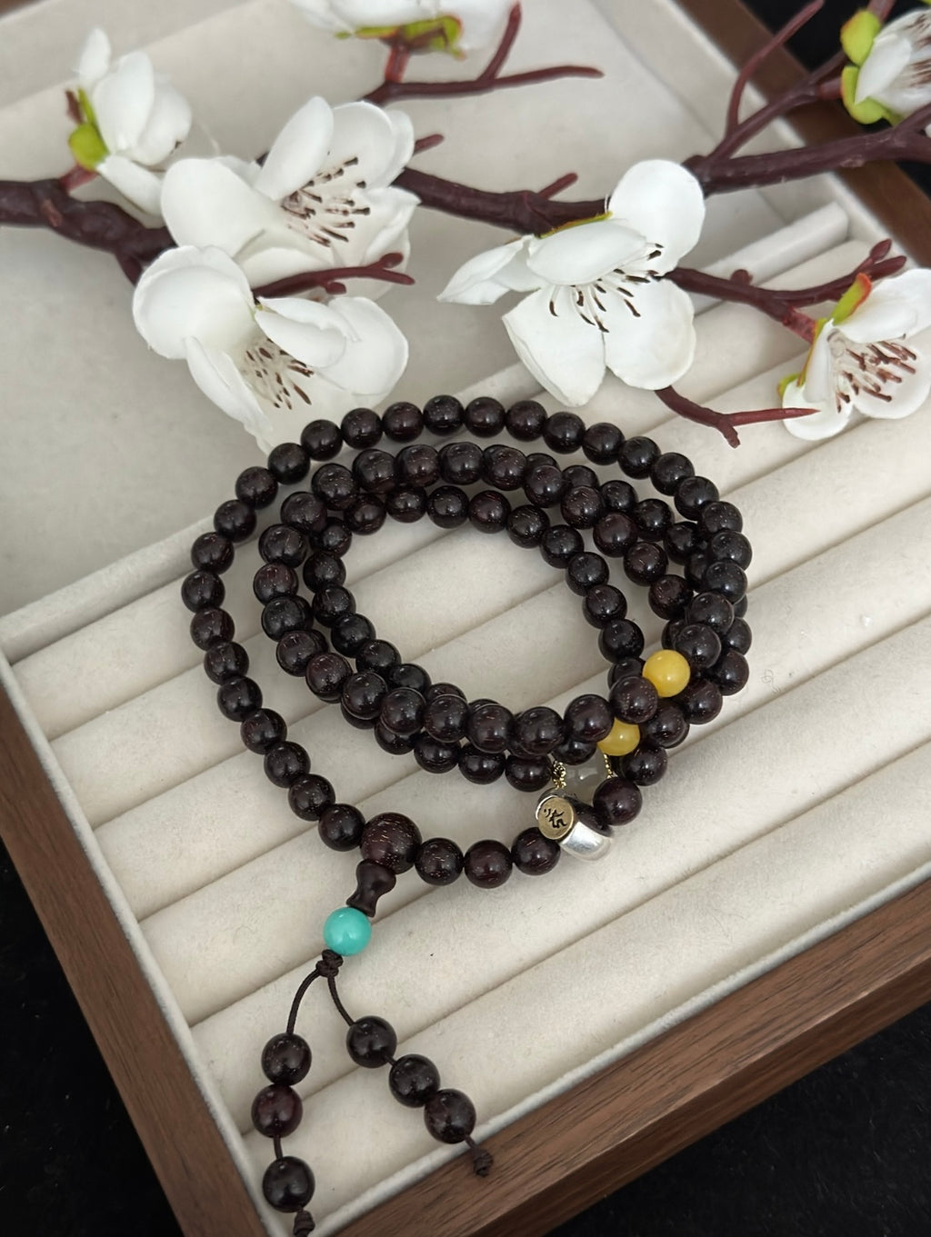 Natural Rosewood 108 Mala Beads Bracelet, Meditation Yoga Wrap Jewelry for Men & Women