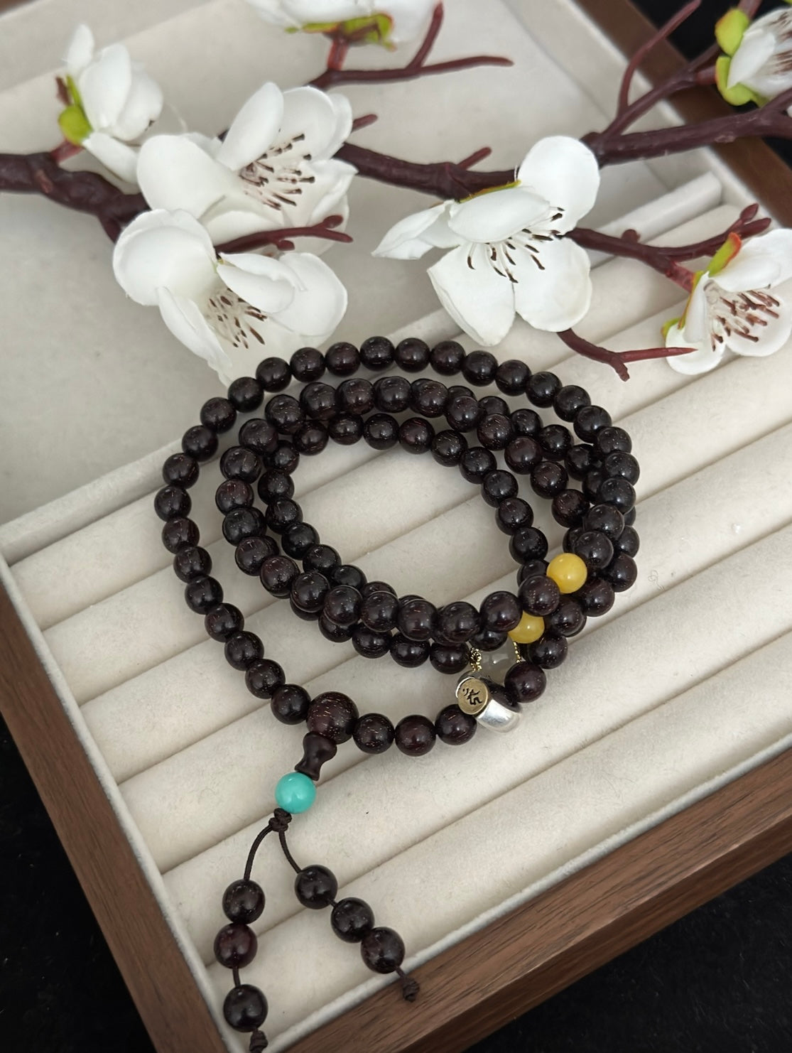 Natural Rosewood 108 Mala Beads Bracelet, Meditation Yoga Wrap Jewelry for Men & Women