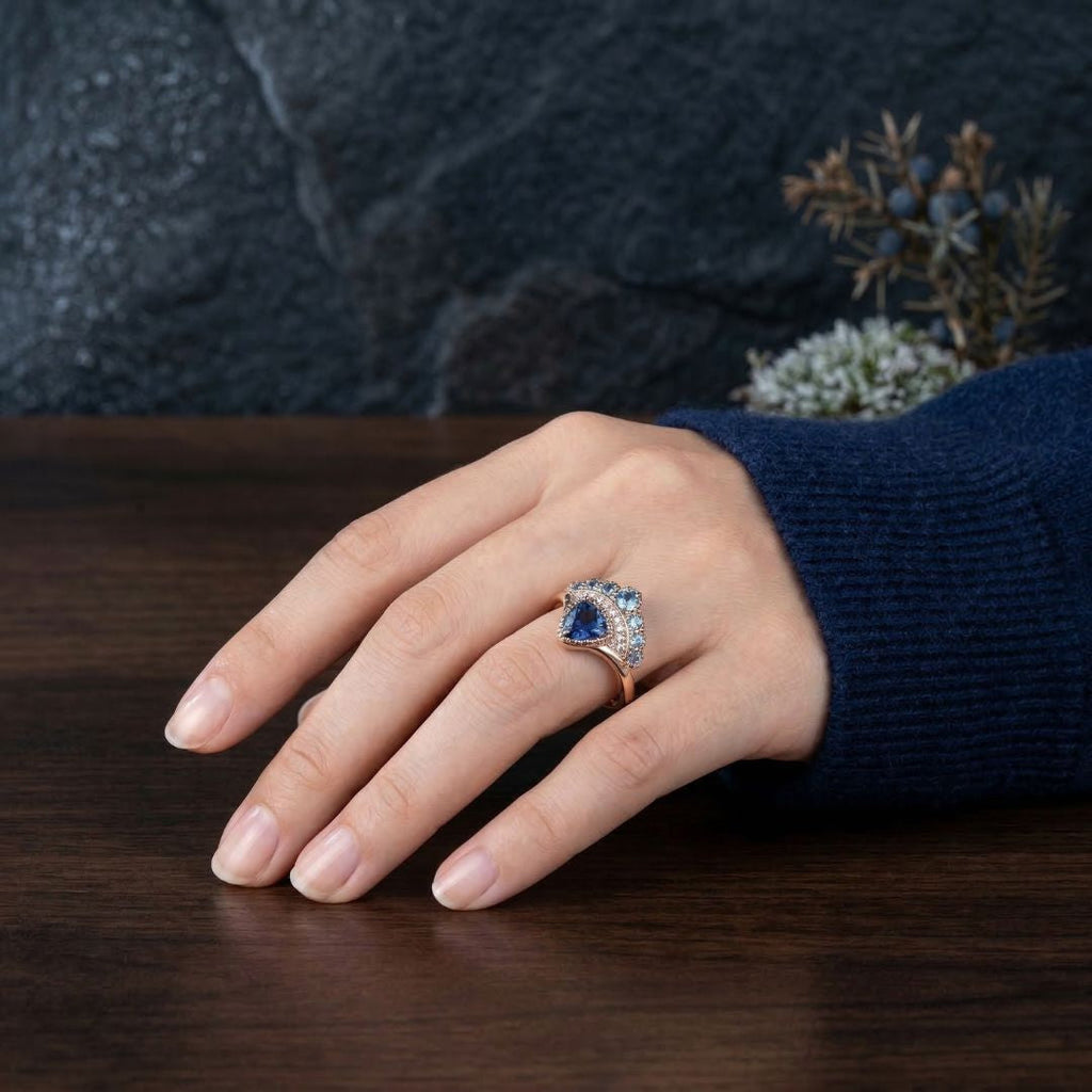 Blue Ember Crown Ring