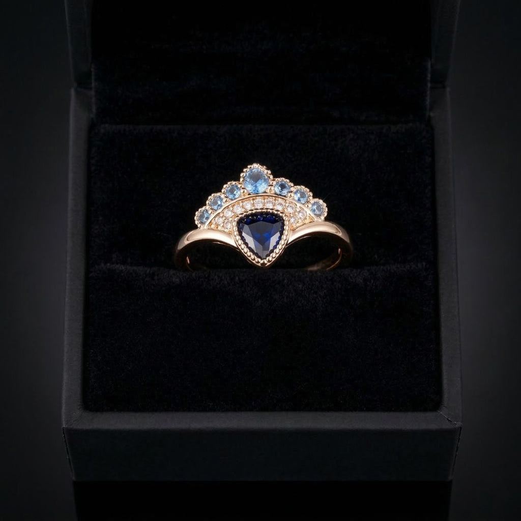 Blue Ember Crown Ring