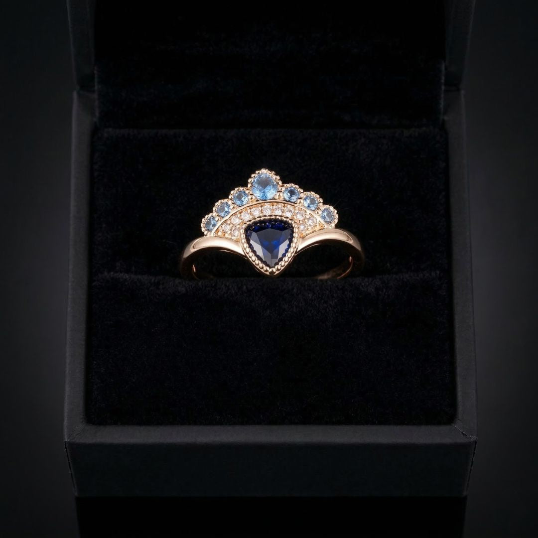 Blue Ember Crown Ring