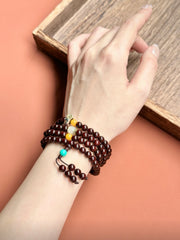 Natural Rosewood 108 Mala Beads Bracelet, Meditation Yoga Wrap Jewelry for Men & Women