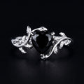 Dark Leaf Heart Ring