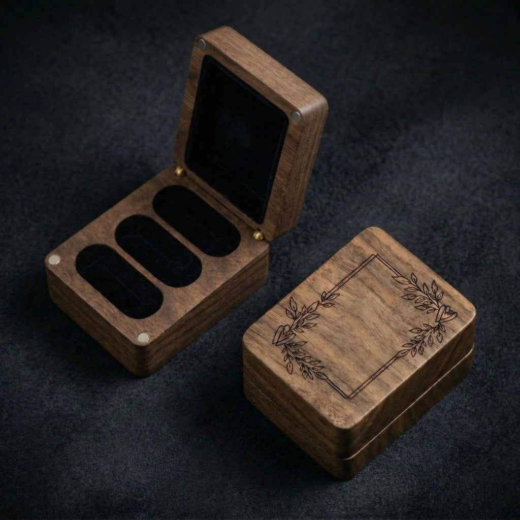 3 Slot Ring Wooden Box